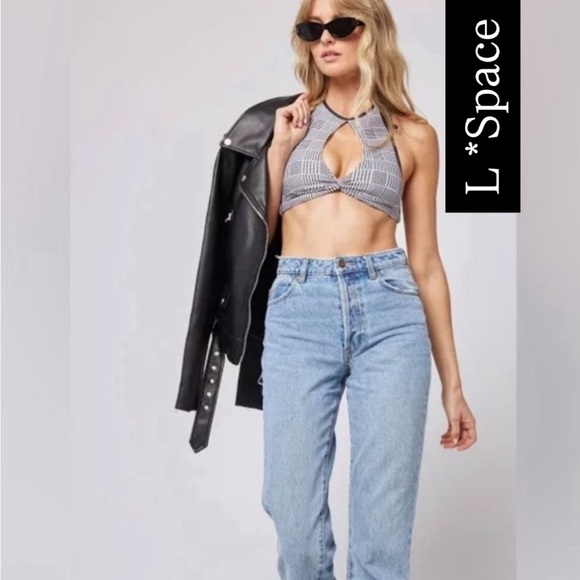 L*Space Black and White Halter Bikini Top NWT - Picture 1 of 7